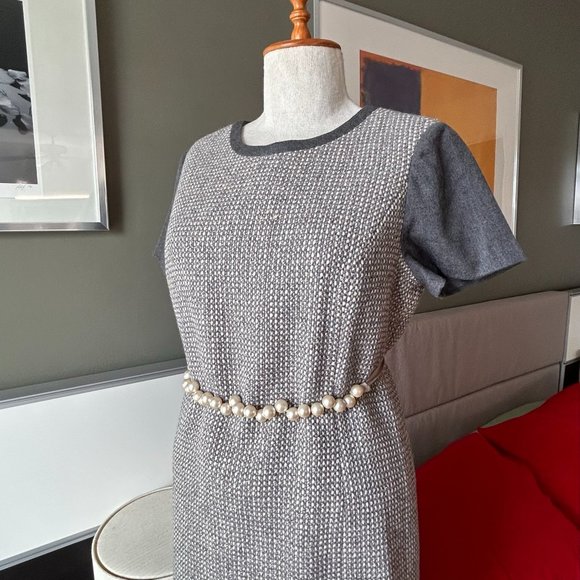 Talbots Luxurious Wool Shift Dress in Gray, Cream & Silver Winter US 6P - J2165 - Picture 7 of 9
